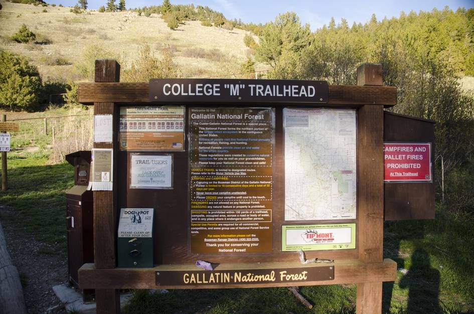 College M Trailhead information kiosk at Gallatin National Forest