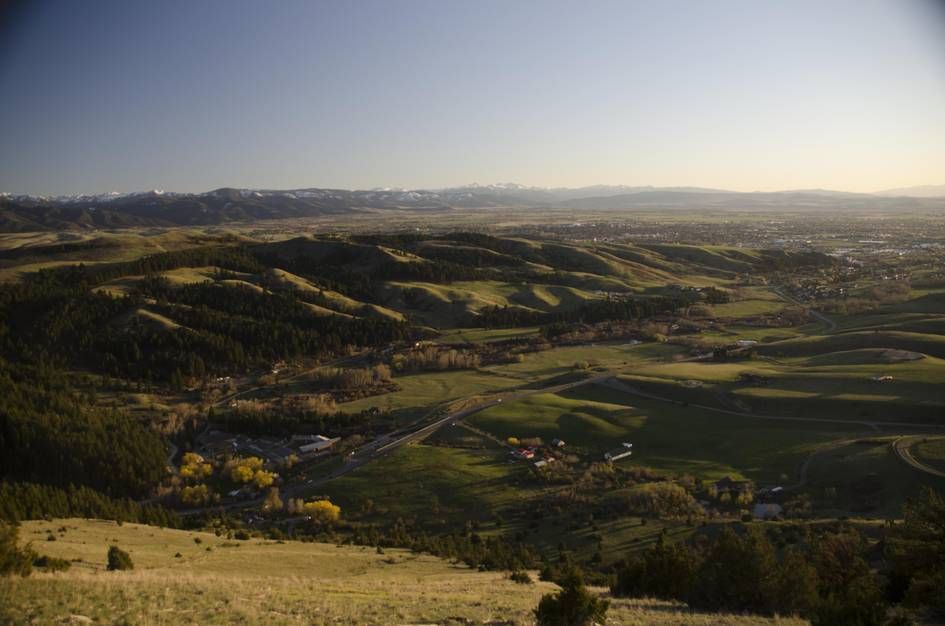 Panoramic view of Gallatin Valley and Bozeman from above