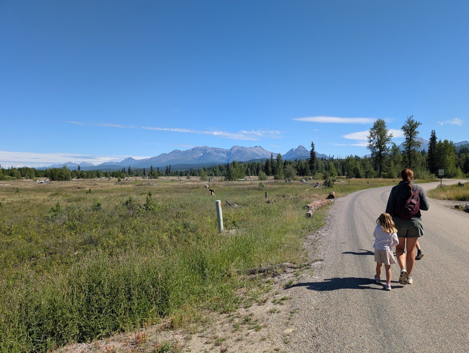 Walking the North Fork Road with mountain views