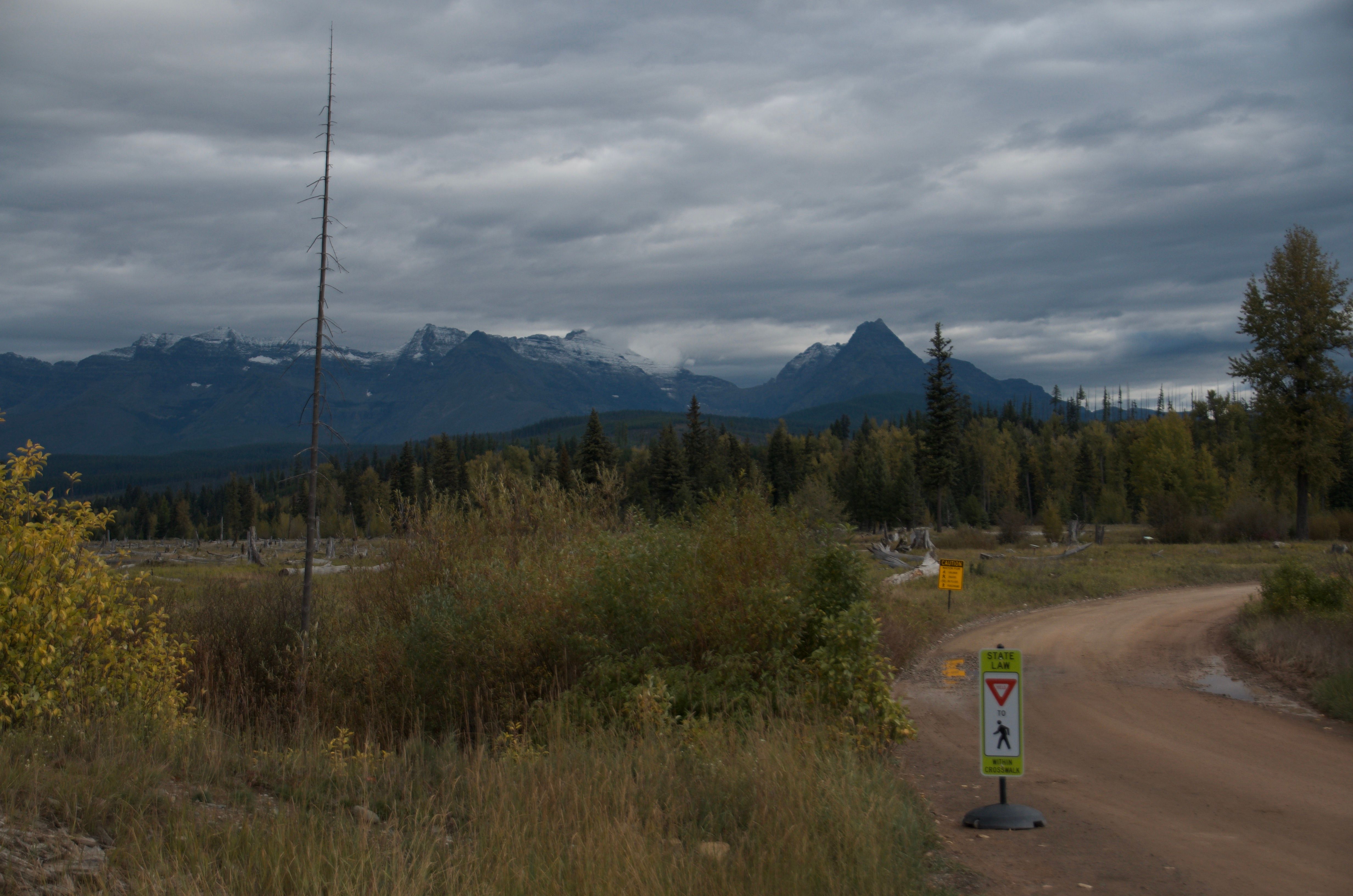 North Fork Road with mountains in the distance