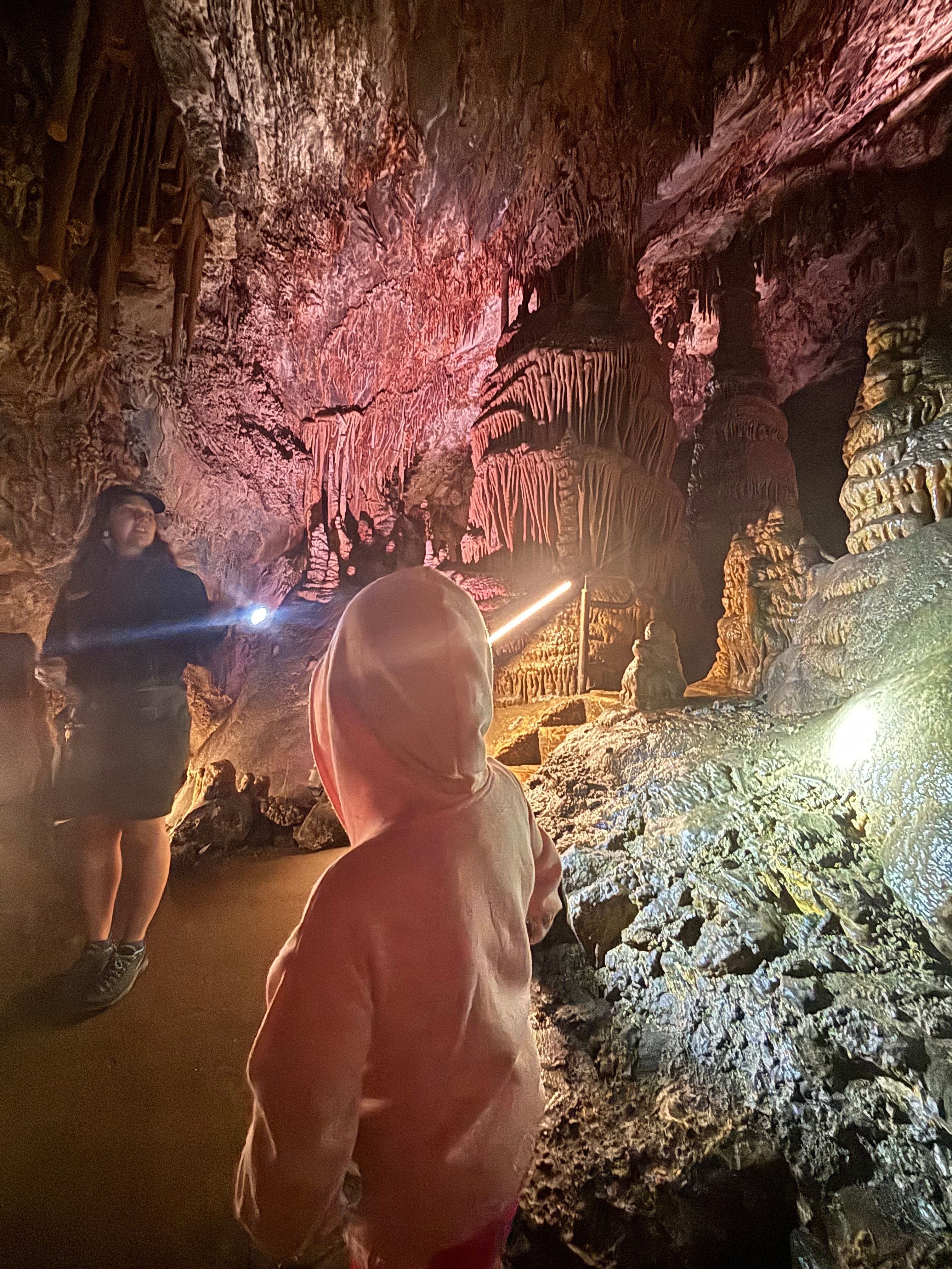 Cave formations illuminated inside the cavern