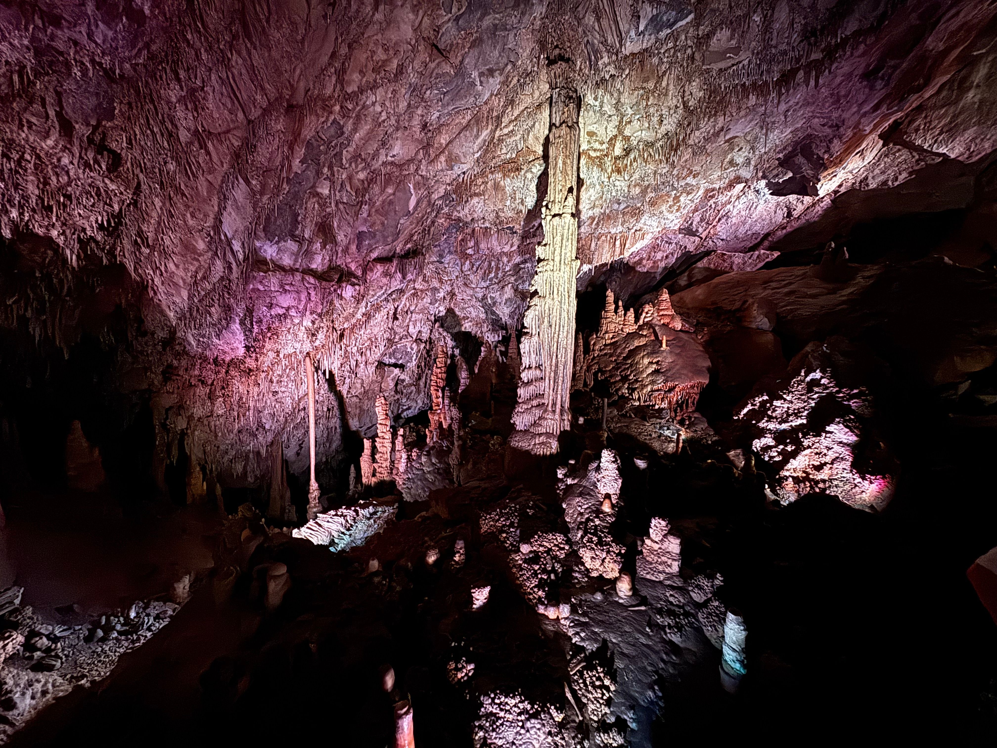 Large cave chamber with stalactites