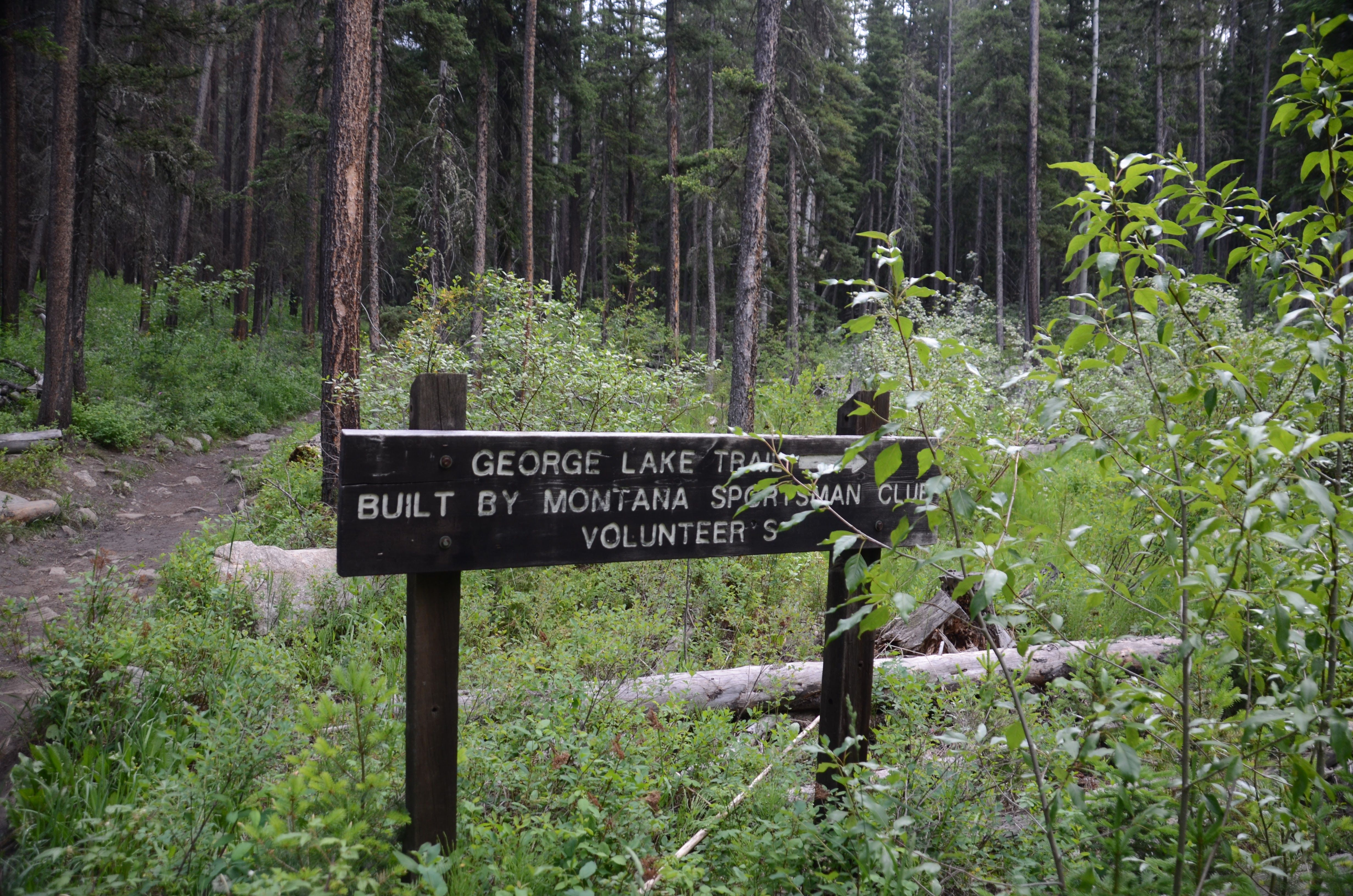George Lake Trail sign built by Montana Sportsman Club volunteers