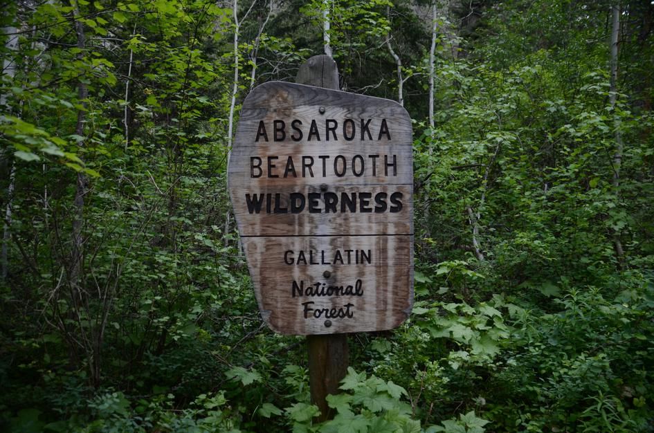 Absaroka-Beartooth Wilderness sign at Gallatin National Forest trailhead