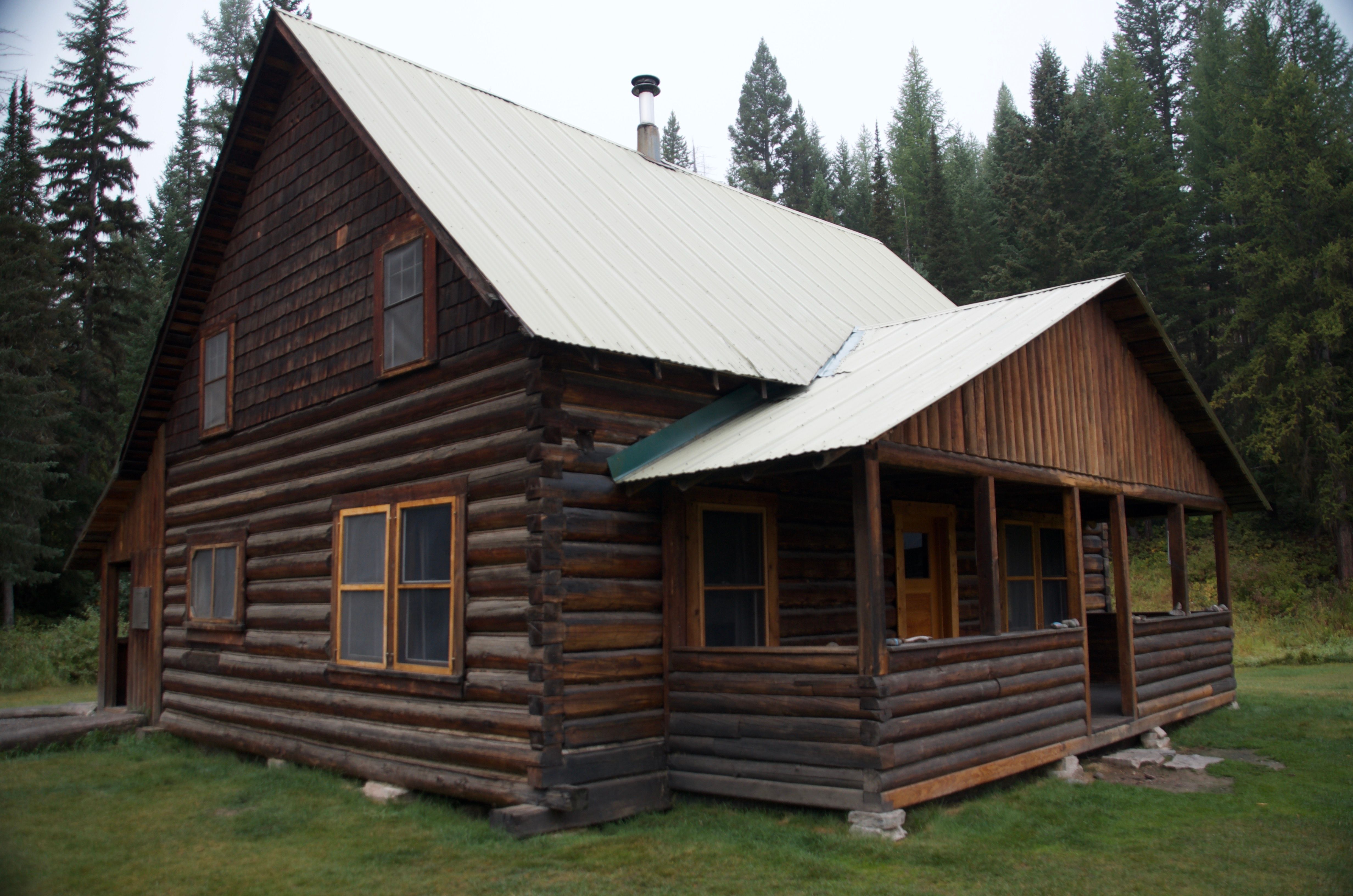 Wurtz Cabin, a two-story log cabin in Flathead National Forest south of Polebridge