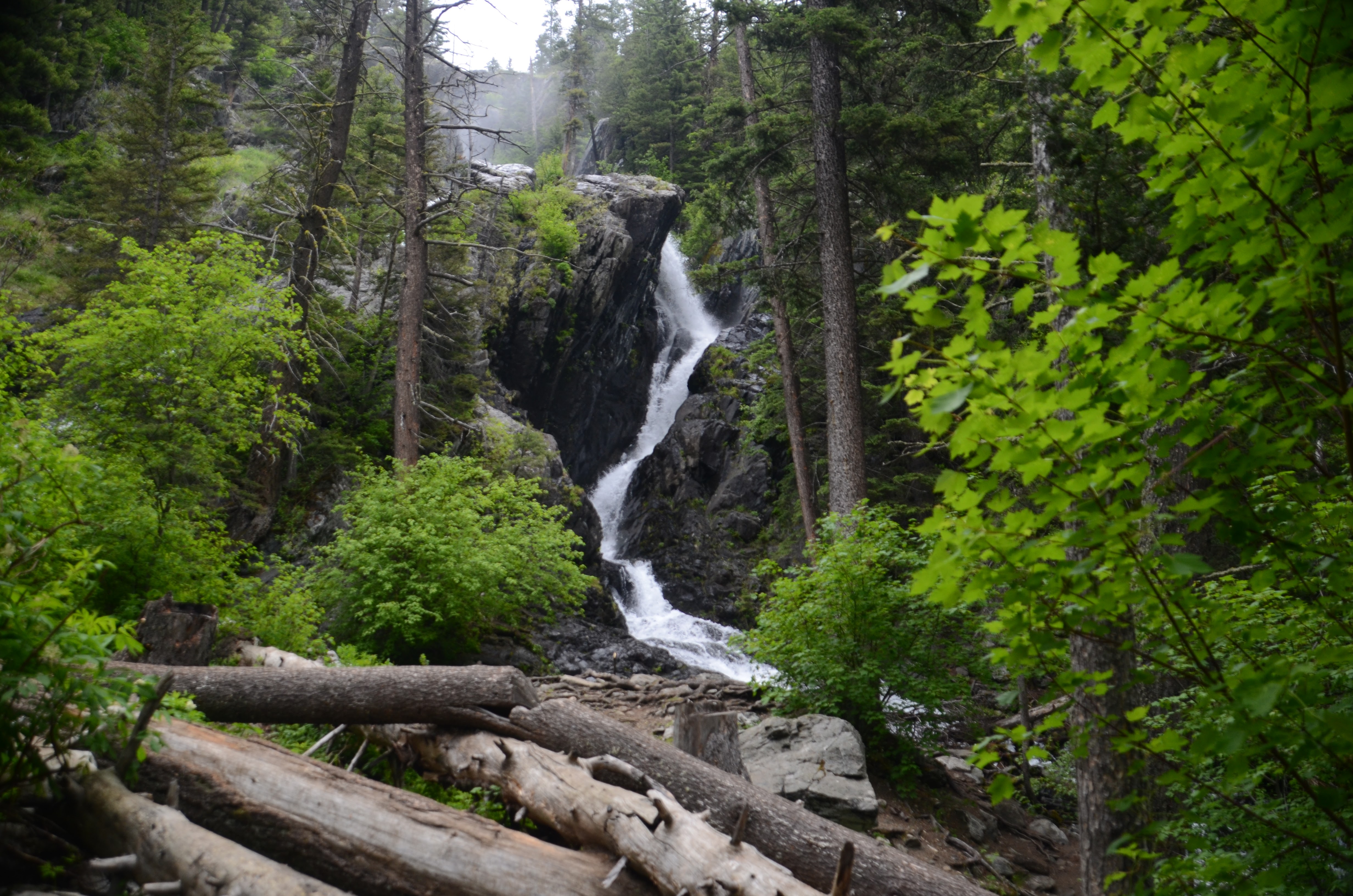 Pine Creek Falls dropping through a narrow rocky canyon